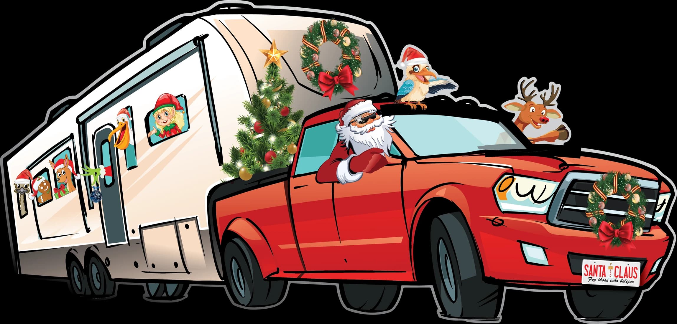 Santa Towing the Caravan